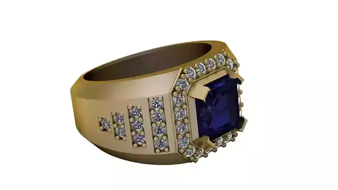 HIP HOP SAPPHIRE RING 3D PRINTABLE MODEL