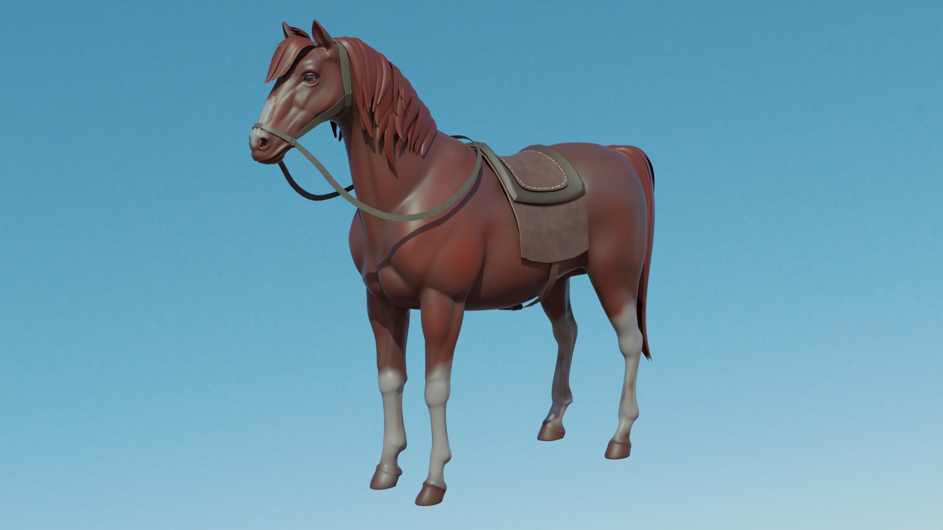 Horse Rig Low-poly 3D model_4