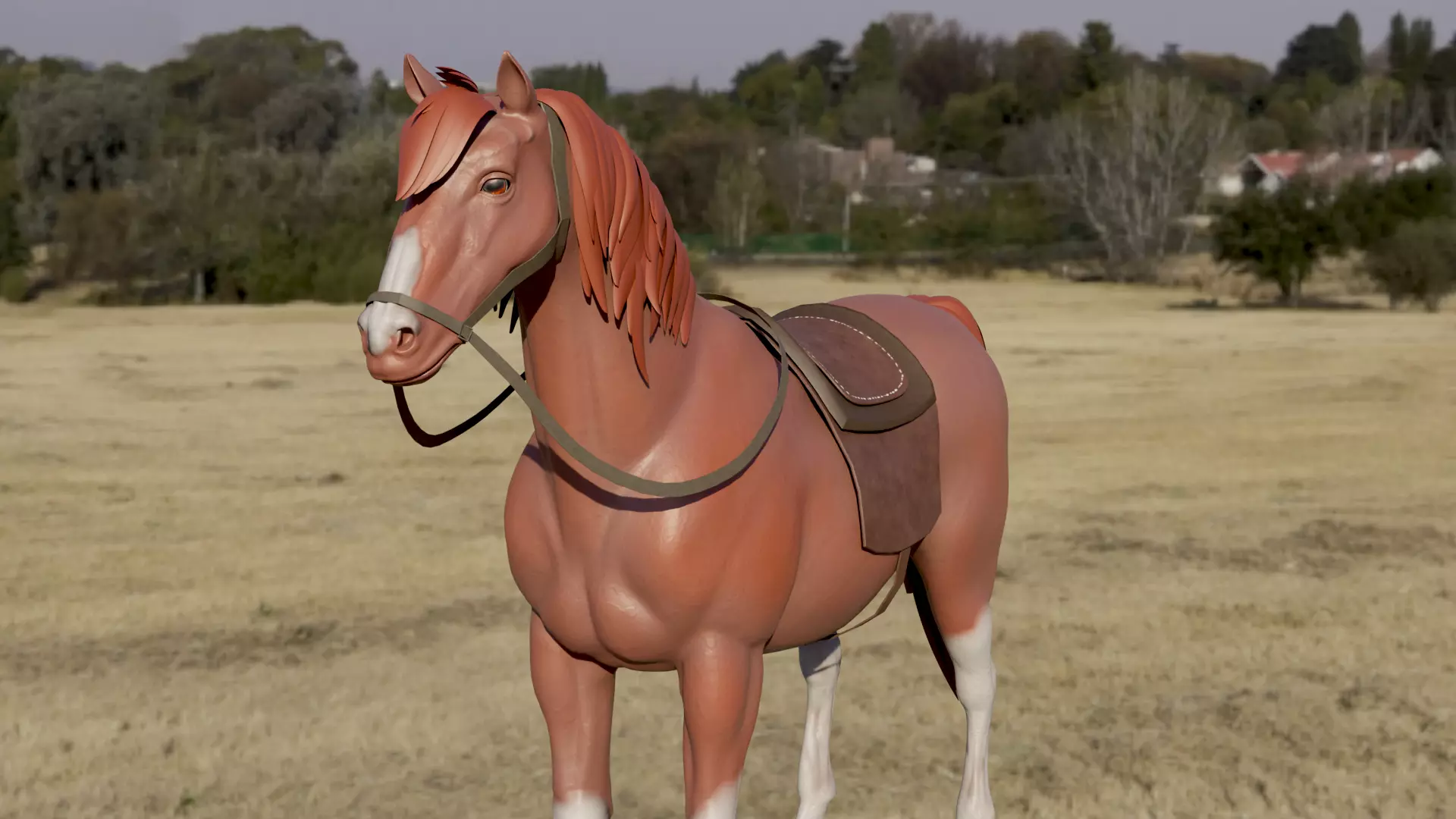 Horse Rig Low-poly 3D model_0