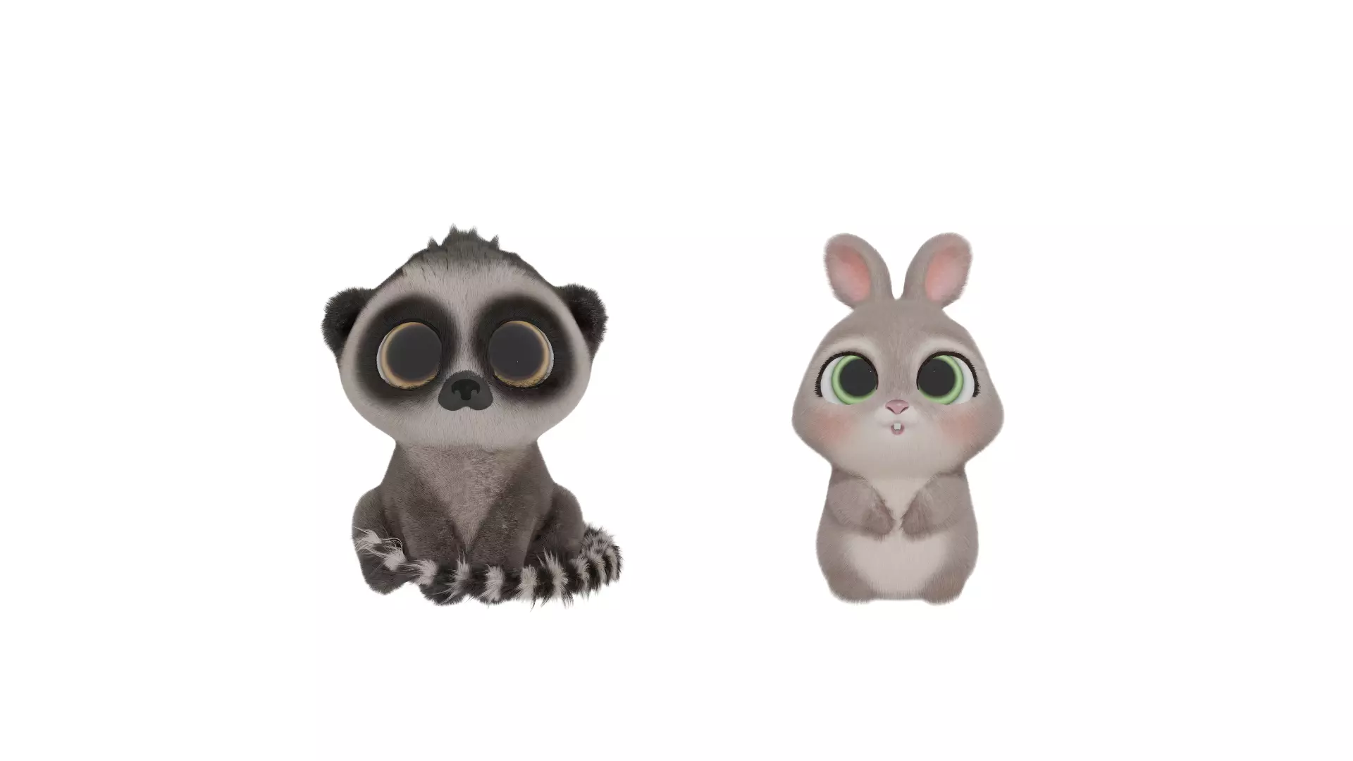 2 cute cartoon animals made in blender 3D Model Collection_0