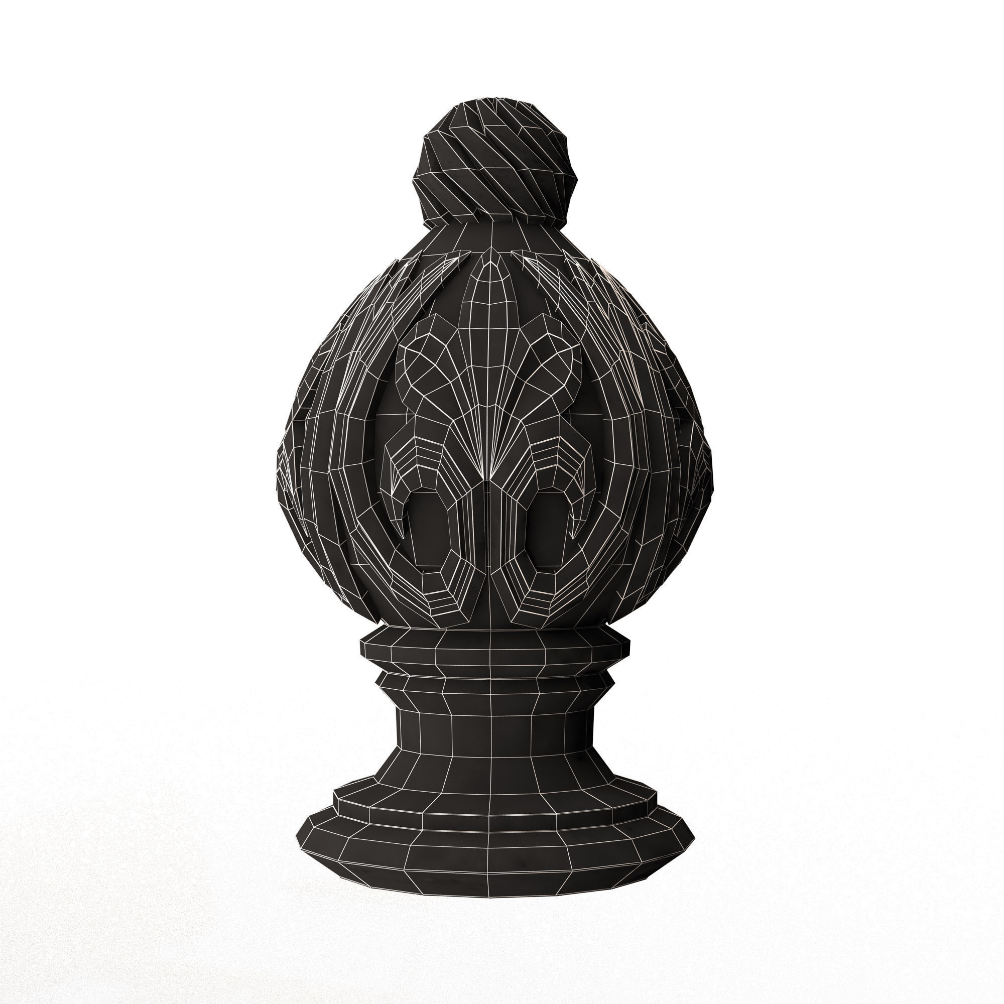 Carved Finial Knob 04 Low-poly 3D model_16