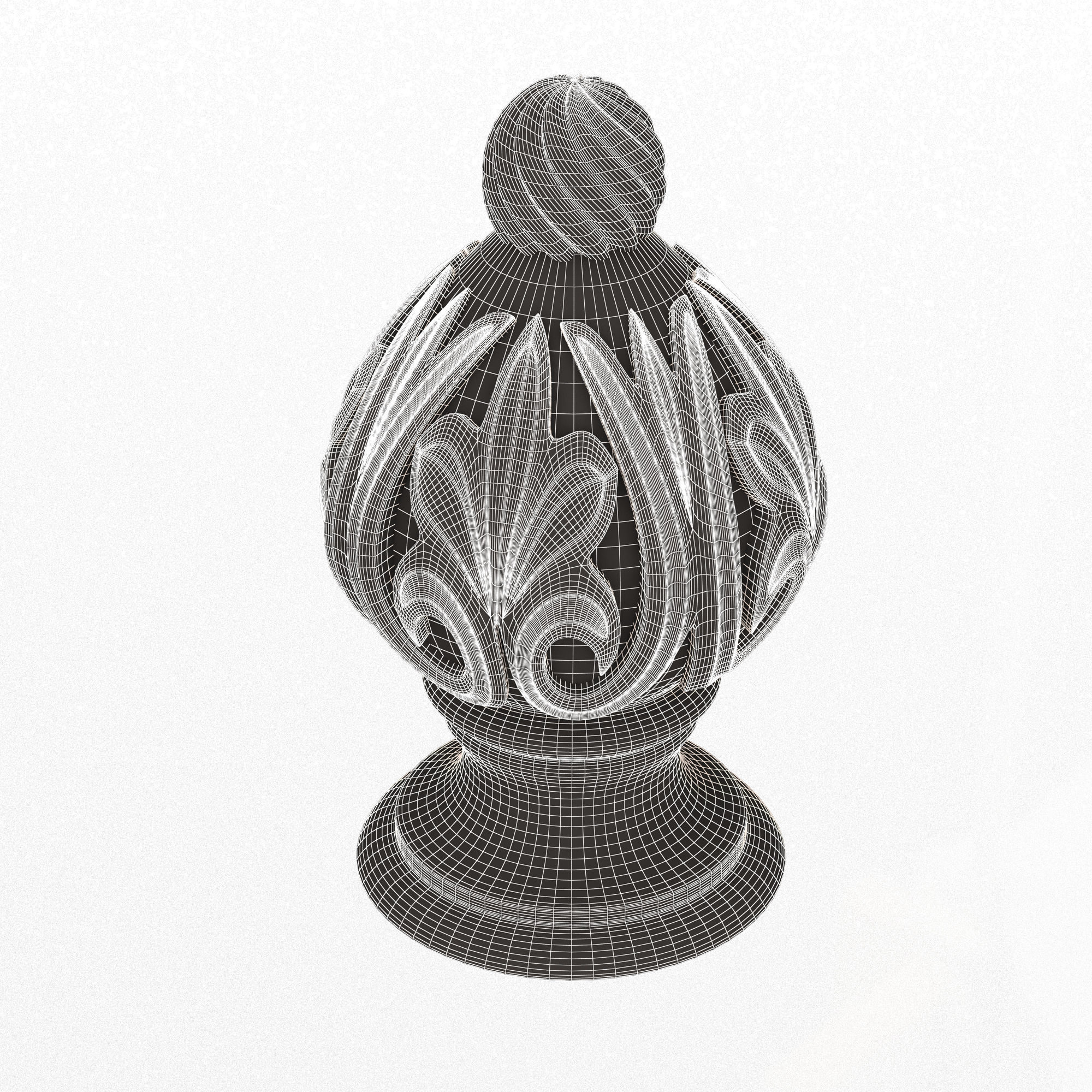 Carved Finial Knob 04 Low-poly 3D model_6