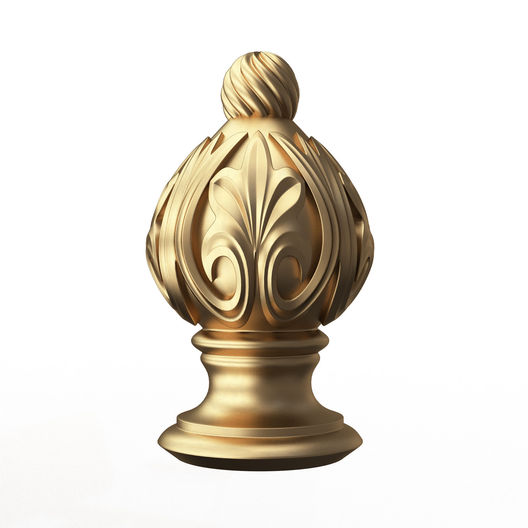 Carved Finial Knob 04 Low-poly 3D model_1