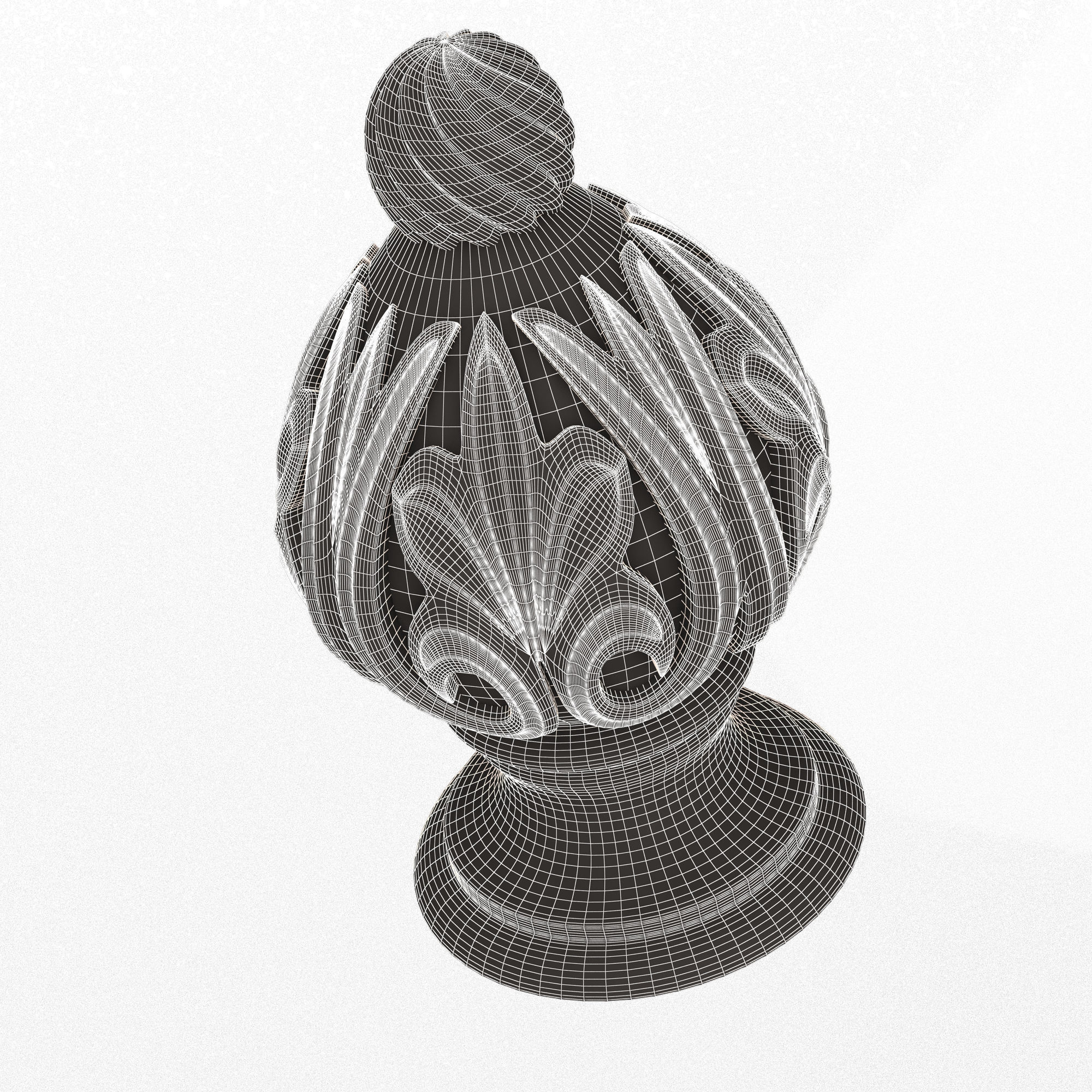 Carved Finial Knob 04 Low-poly 3D model_13