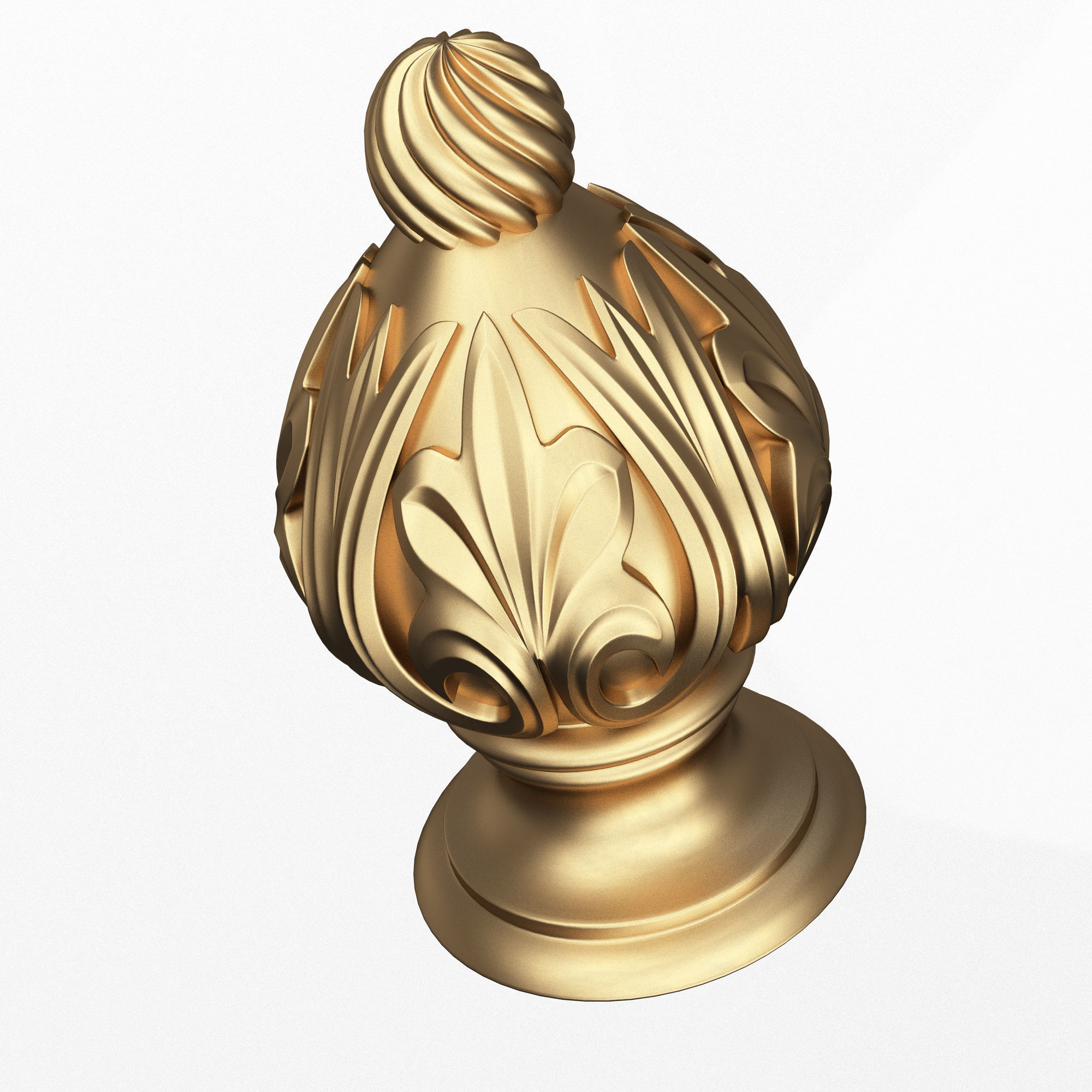 Carved Finial Knob 04 Low-poly 3D model_4