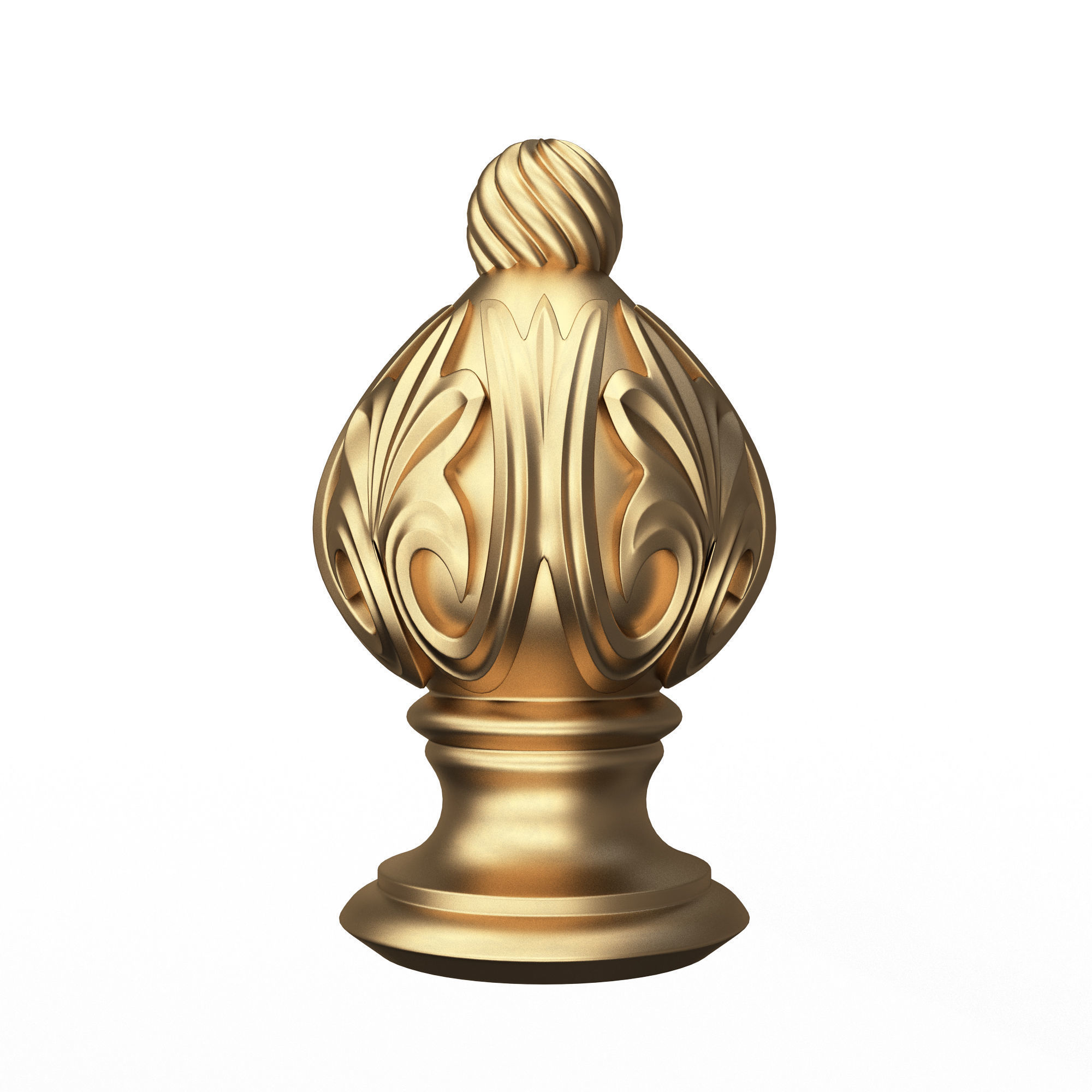 Carved Finial Knob 04 Low-poly 3D model_5