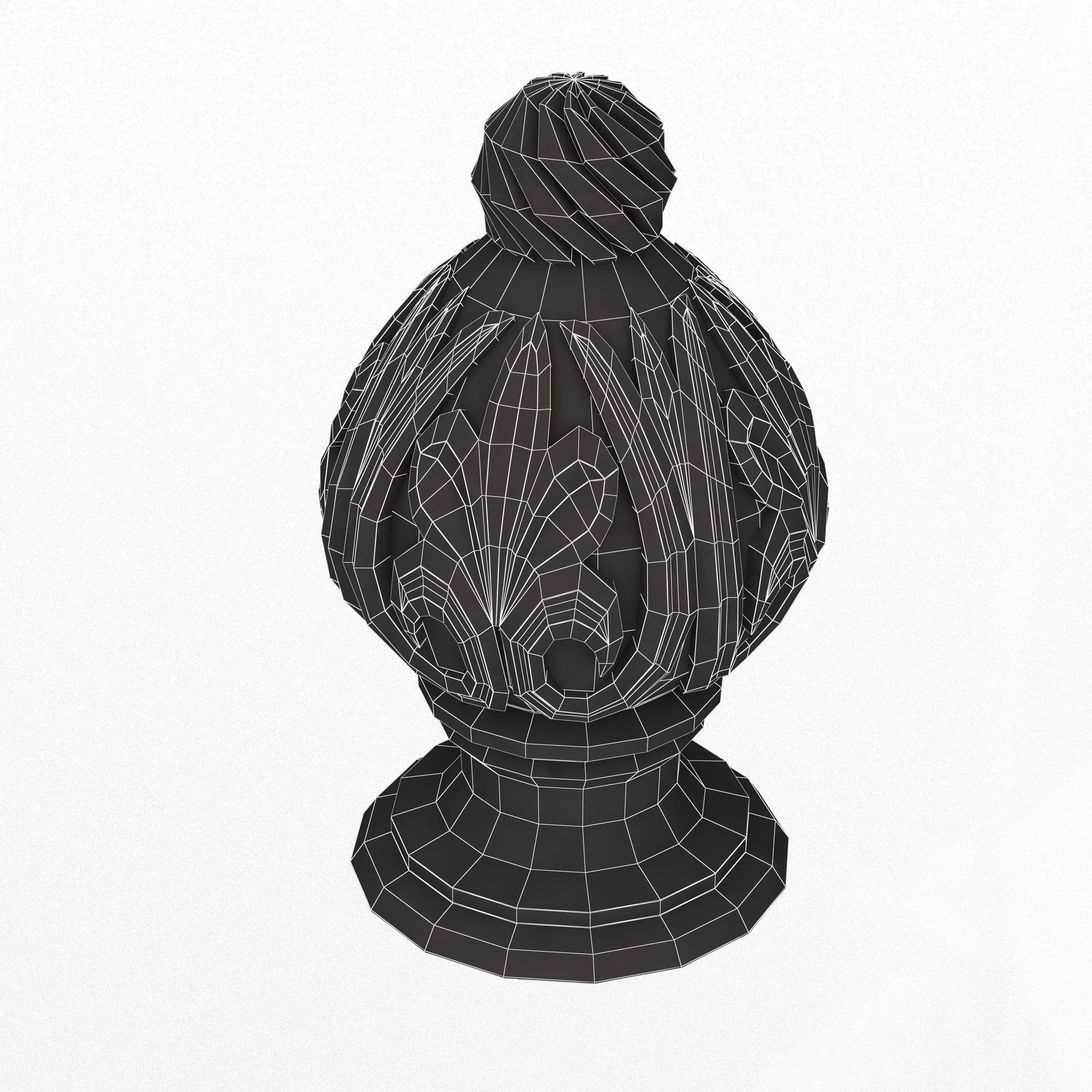 Carved Finial Knob 04 Low-poly 3D model_15