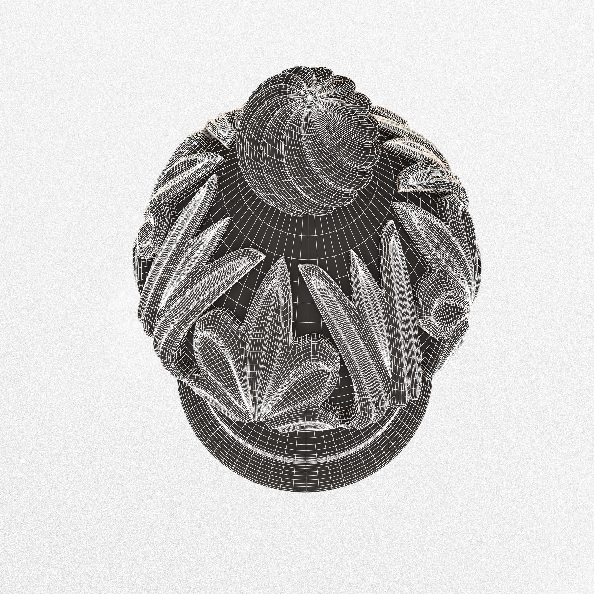 Carved Finial Knob 04 Low-poly 3D model_11