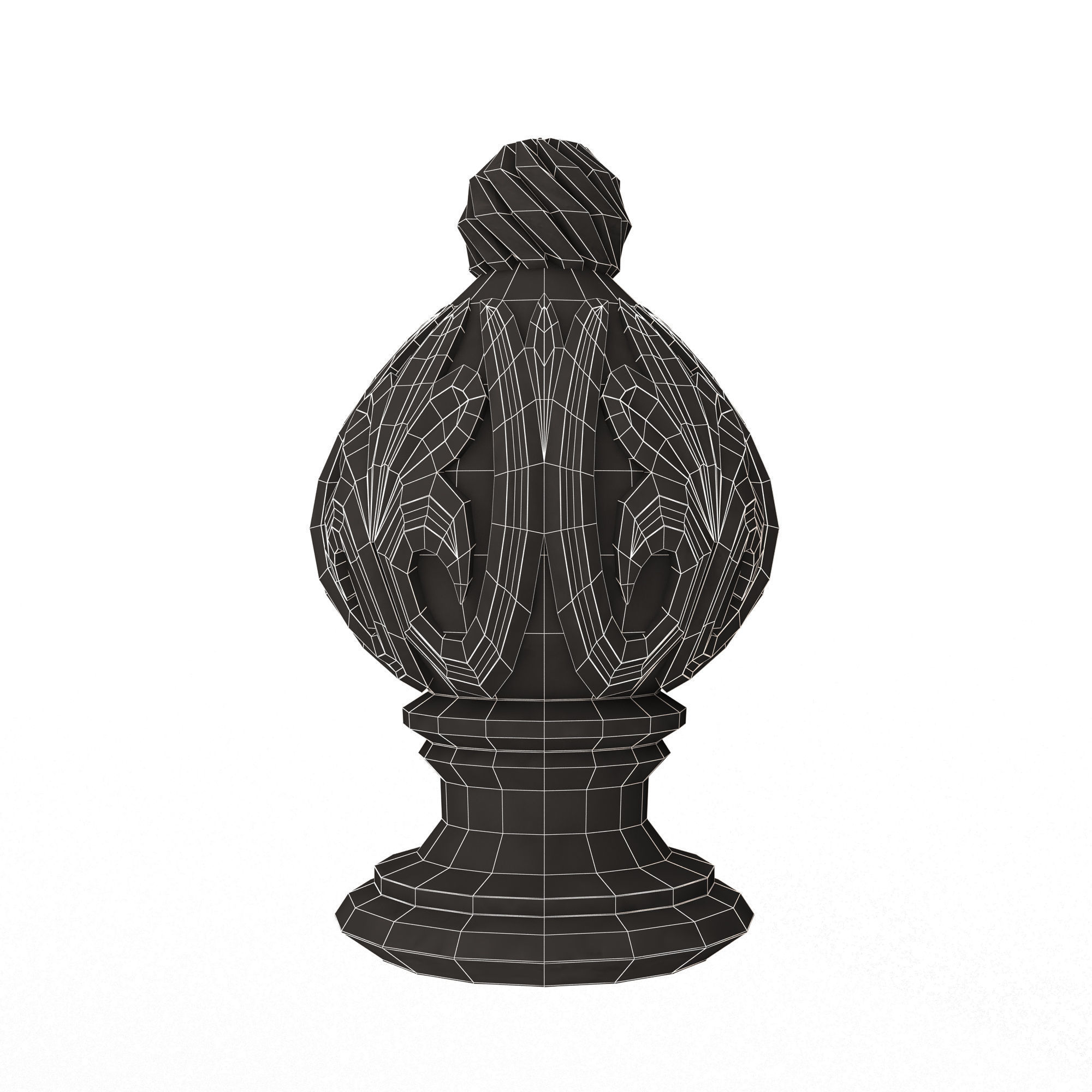 Carved Finial Knob 04 Low-poly 3D model_14