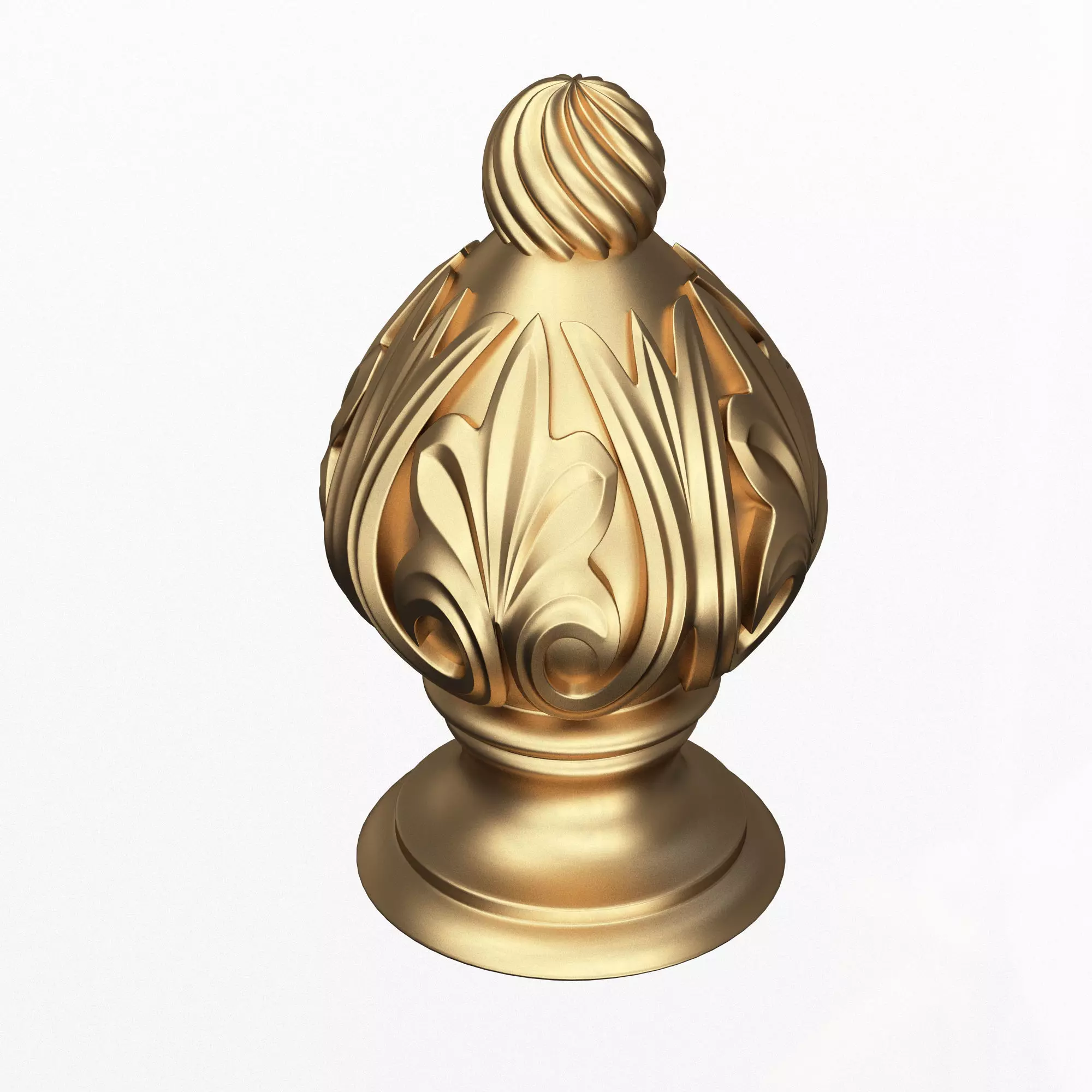 Carved Finial Knob 04 Low-poly 3D model_0