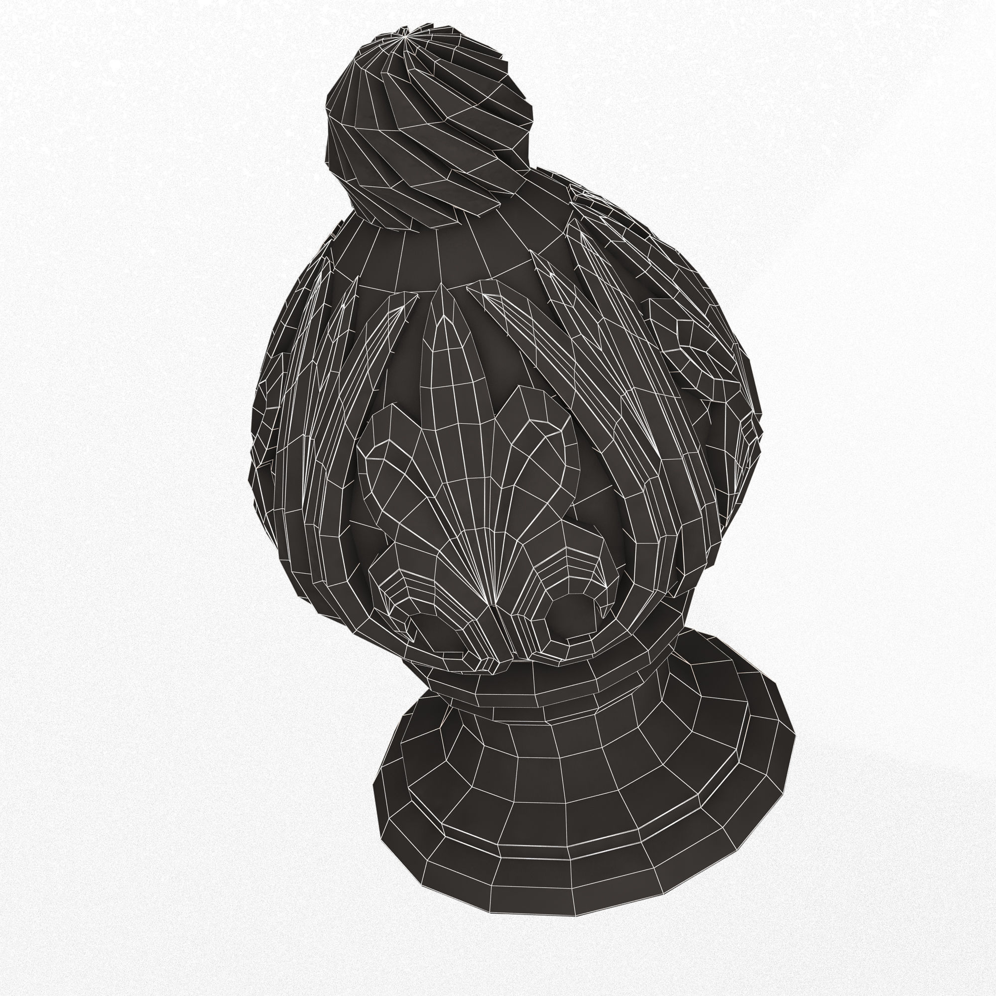 Carved Finial Knob 04 Low-poly 3D model_8