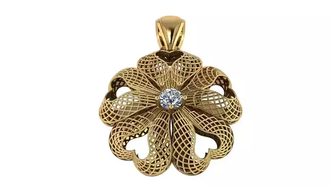 FLOWER DESIGN DIAMOND PENDANT 3D PRINTABLE MODEL