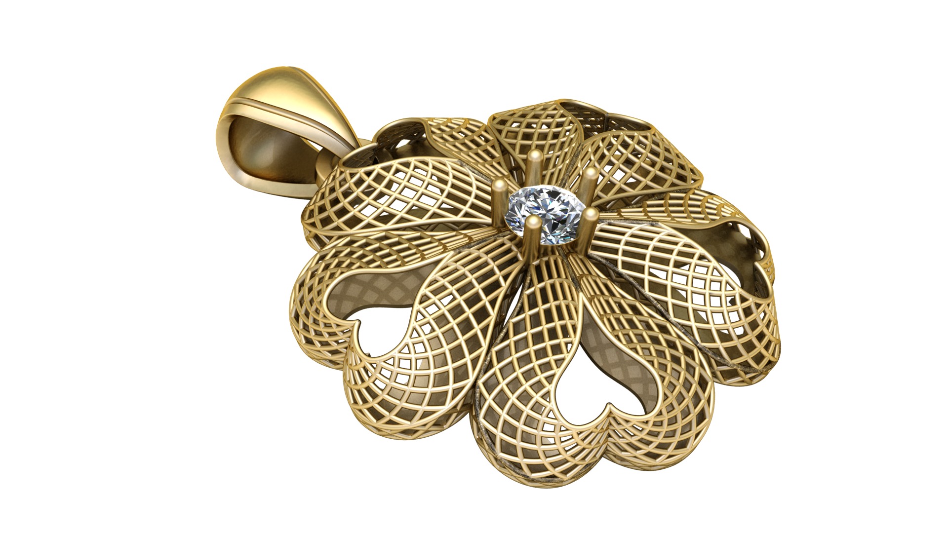 FLOWER DESIGN DIAMOND PENDANT 3D PRINTABLE MODEL 3D print model_1