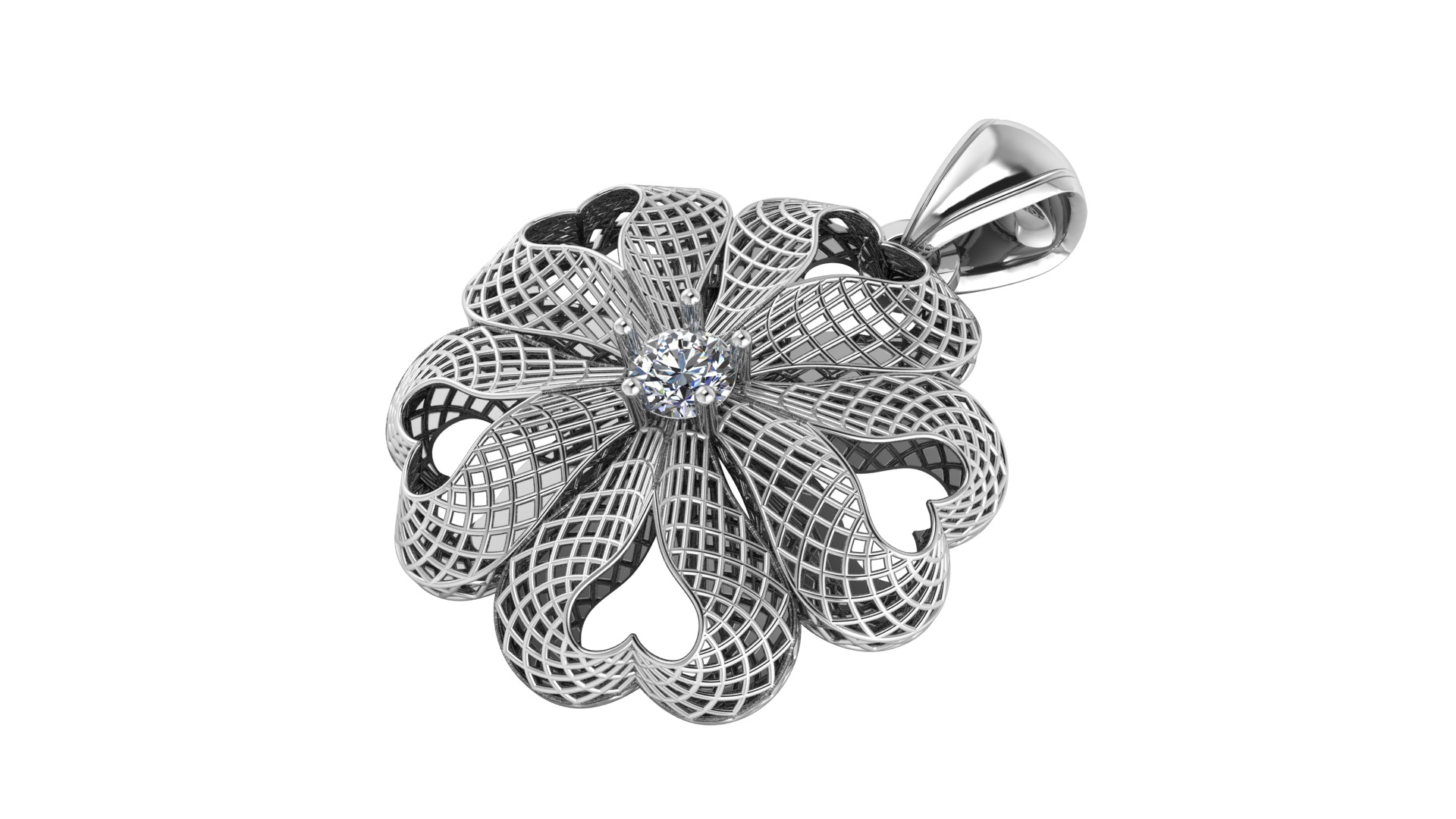 FLOWER DESIGN DIAMOND PENDANT 3D PRINTABLE MODEL 3D print model_3