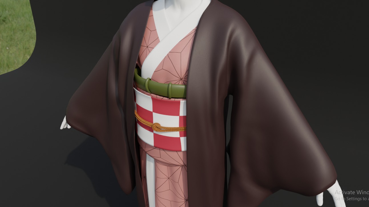 Nezuko Kamado Kimono Kimetsu No Yaiba Free Animation Low-poly 3D model_12