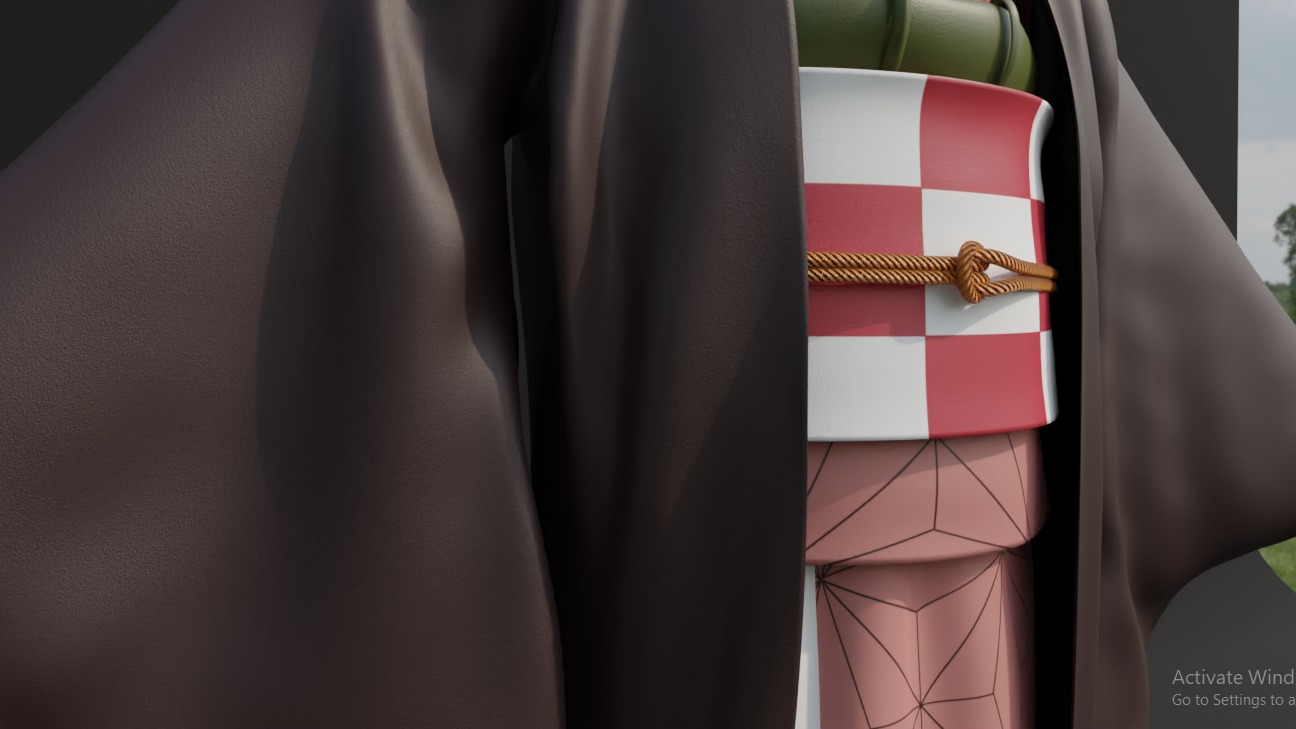 Nezuko Kamado Kimono Kimetsu No Yaiba Free Animation Low-poly 3D model_48