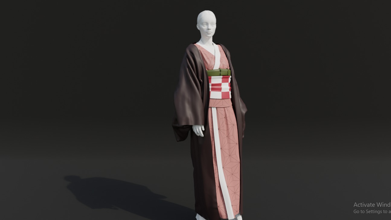 Nezuko Kamado Kimono Kimetsu No Yaiba Free Animation Low-poly 3D model_32