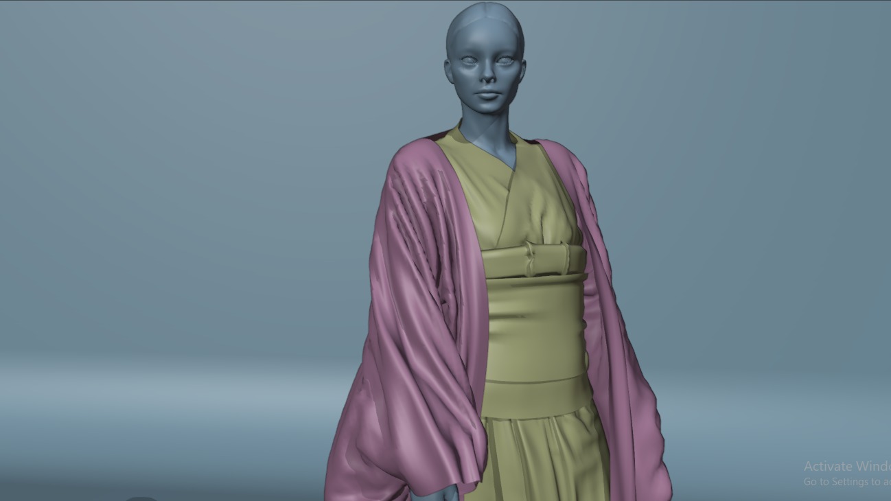 Nezuko Kamado Kimono Kimetsu No Yaiba Free Animation Low-poly 3D model_34