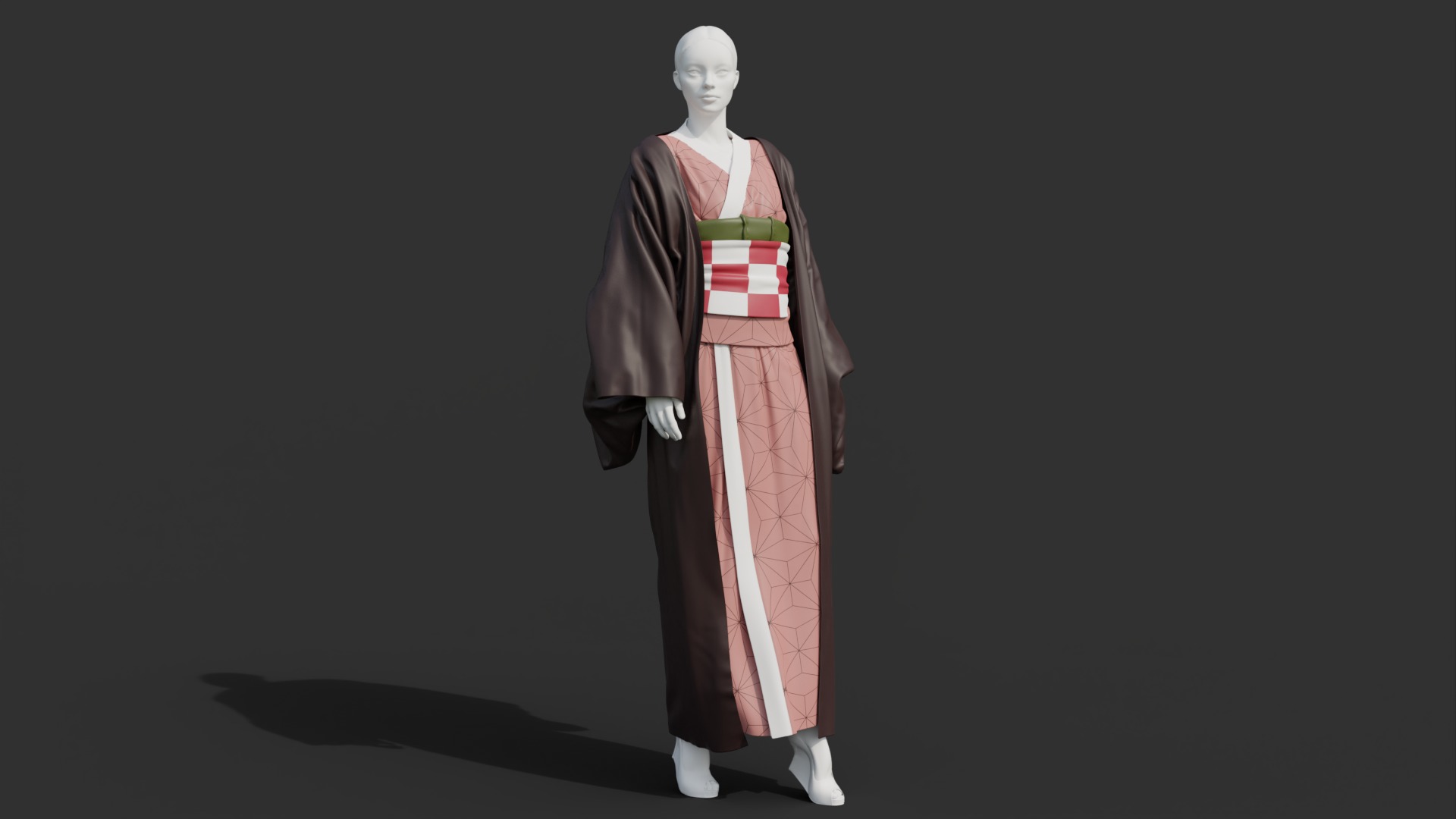 Nezuko Kamado Kimono Kimetsu No Yaiba Free Animation Low-poly 3D model_1