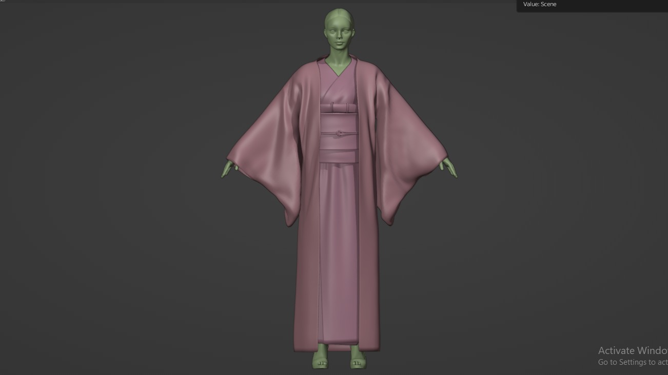 Nezuko Kamado Kimono Kimetsu No Yaiba Free Animation Low-poly 3D model_6