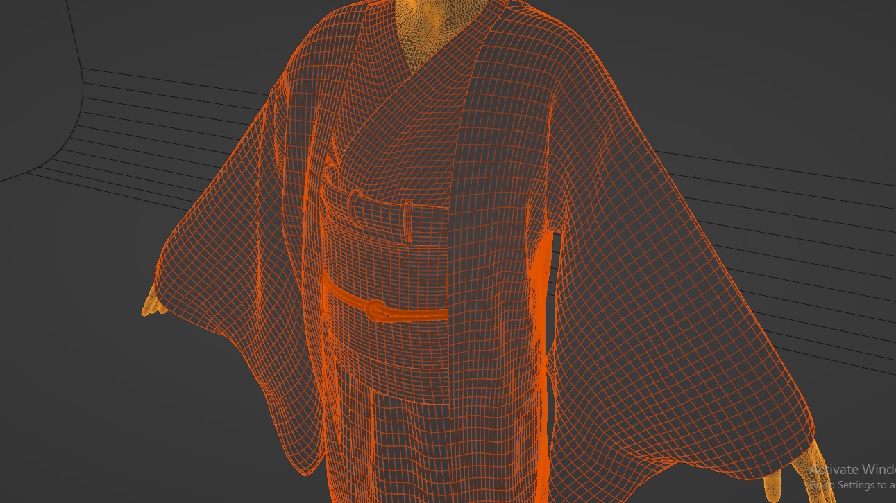 Nezuko Kamado Kimono Kimetsu No Yaiba Free Animation Low-poly 3D model_9