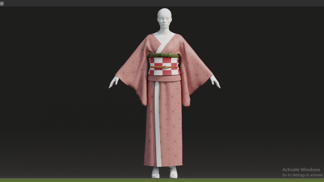 Nezuko Kamado Kimono Kimetsu No Yaiba Free Animation Low-poly 3D model_24