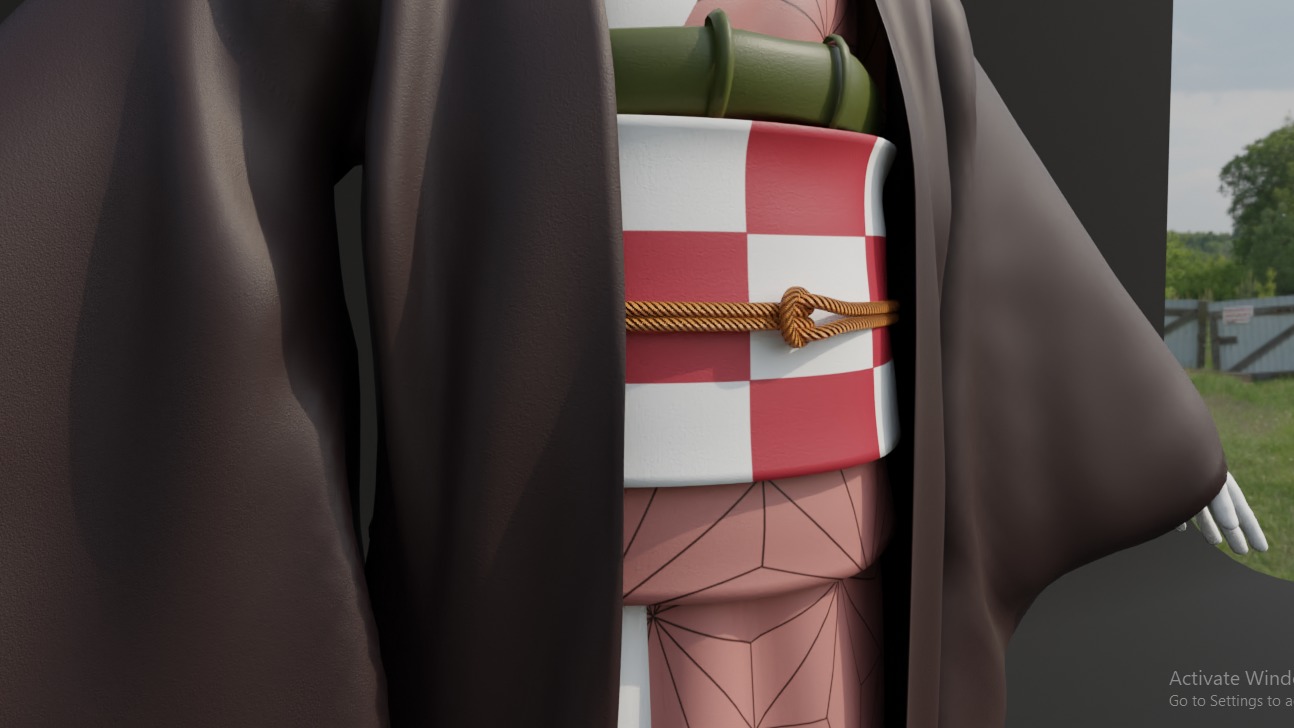 Nezuko Kamado Kimono Kimetsu No Yaiba Free Animation Low-poly 3D model_16