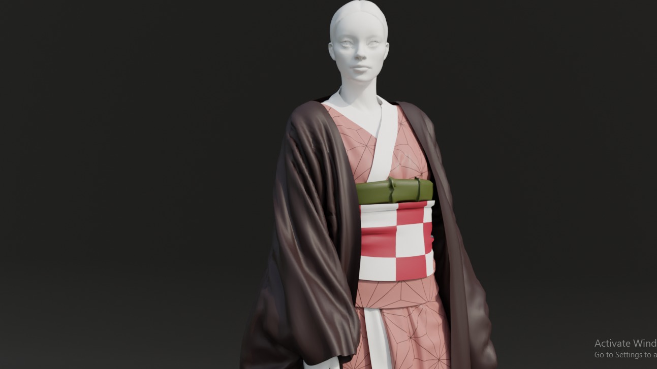 Nezuko Kamado Kimono Kimetsu No Yaiba Free Animation Low-poly 3D model_36