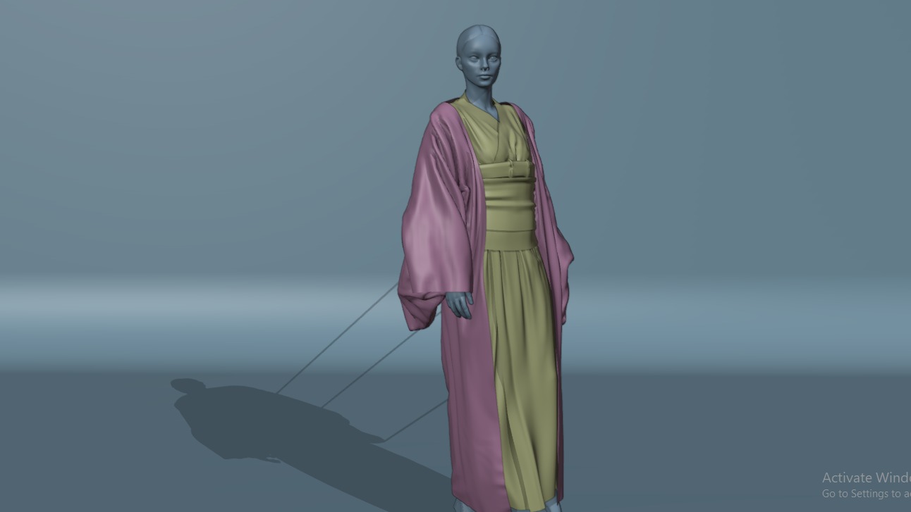 Nezuko Kamado Kimono Kimetsu No Yaiba Free Animation Low-poly 3D model_30