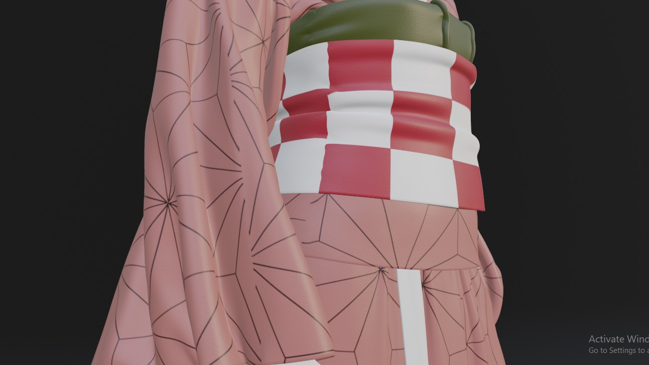 Nezuko Kamado Kimono Kimetsu No Yaiba Free Animation Low-poly 3D model_43