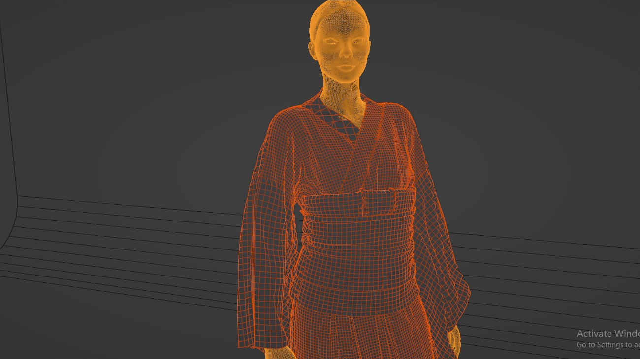 Nezuko Kamado Kimono Kimetsu No Yaiba Free Animation Low-poly 3D model_37