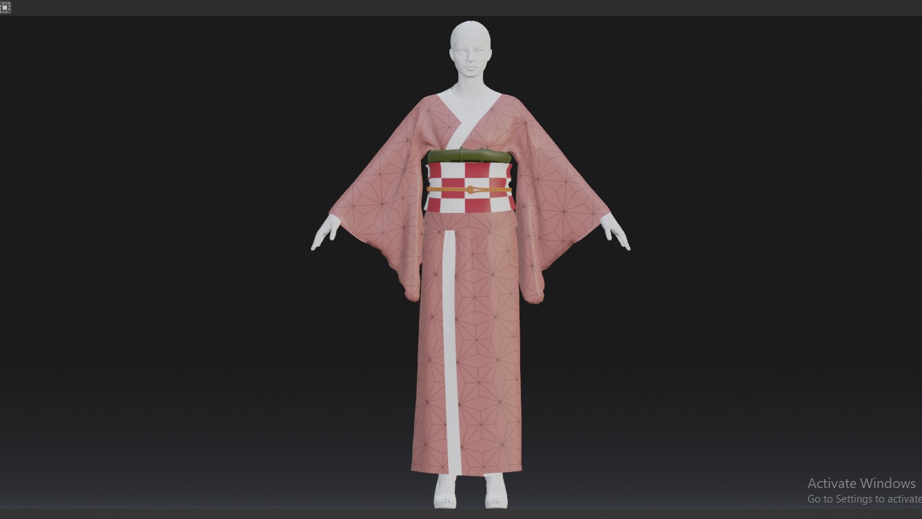 Nezuko Kamado Kimono Kimetsu No Yaiba Free Animation Low-poly 3D model_23