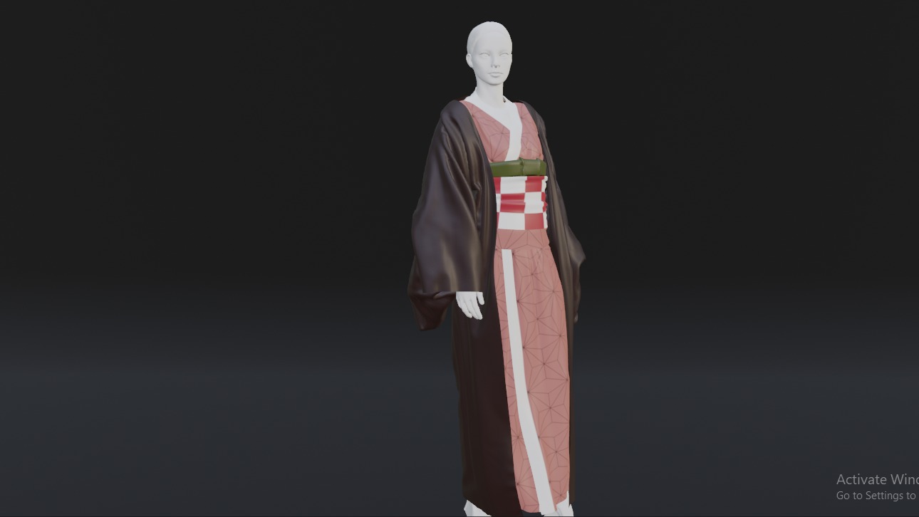 Nezuko Kamado Kimono Kimetsu No Yaiba Free Animation Low-poly 3D model_31