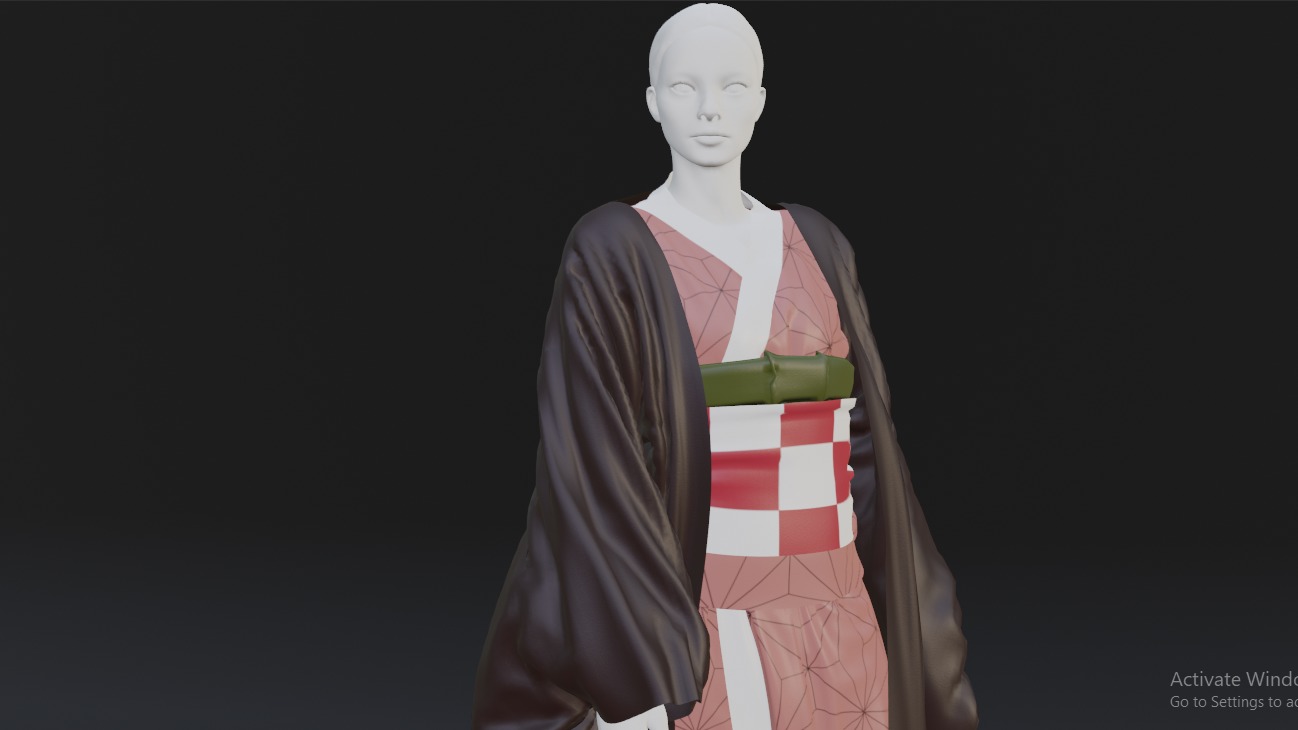 Nezuko Kamado Kimono Kimetsu No Yaiba Free Animation Low-poly 3D model_35