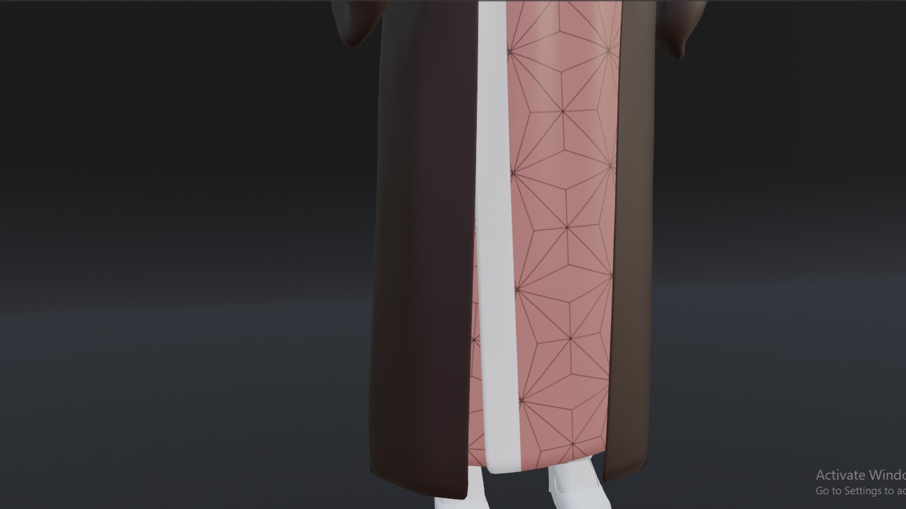 Nezuko Kamado Kimono Kimetsu No Yaiba Free Animation Low-poly 3D model_19