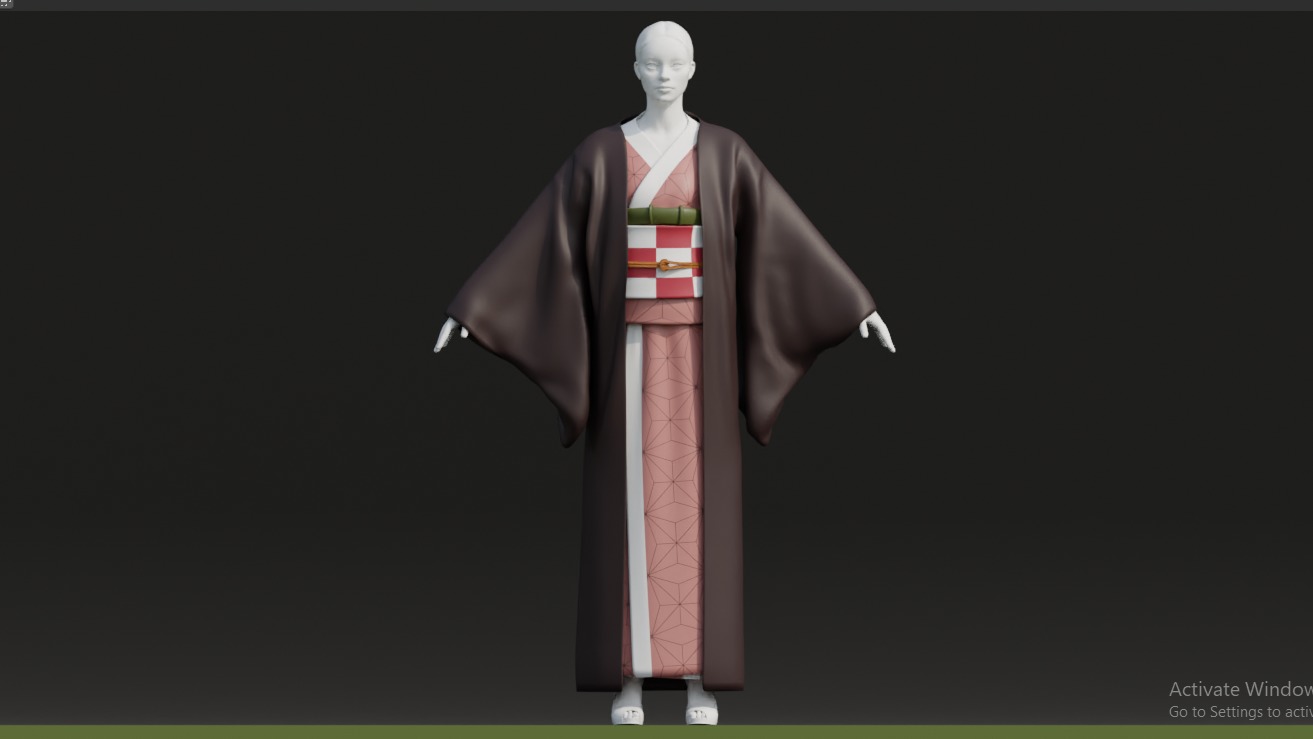Nezuko Kamado Kimono Kimetsu No Yaiba Free Animation Low-poly 3D model_8