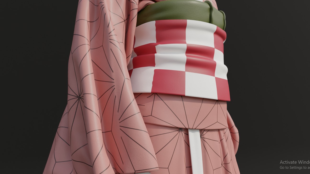 Nezuko Kamado Kimono Kimetsu No Yaiba Free Animation Low-poly 3D model_44
