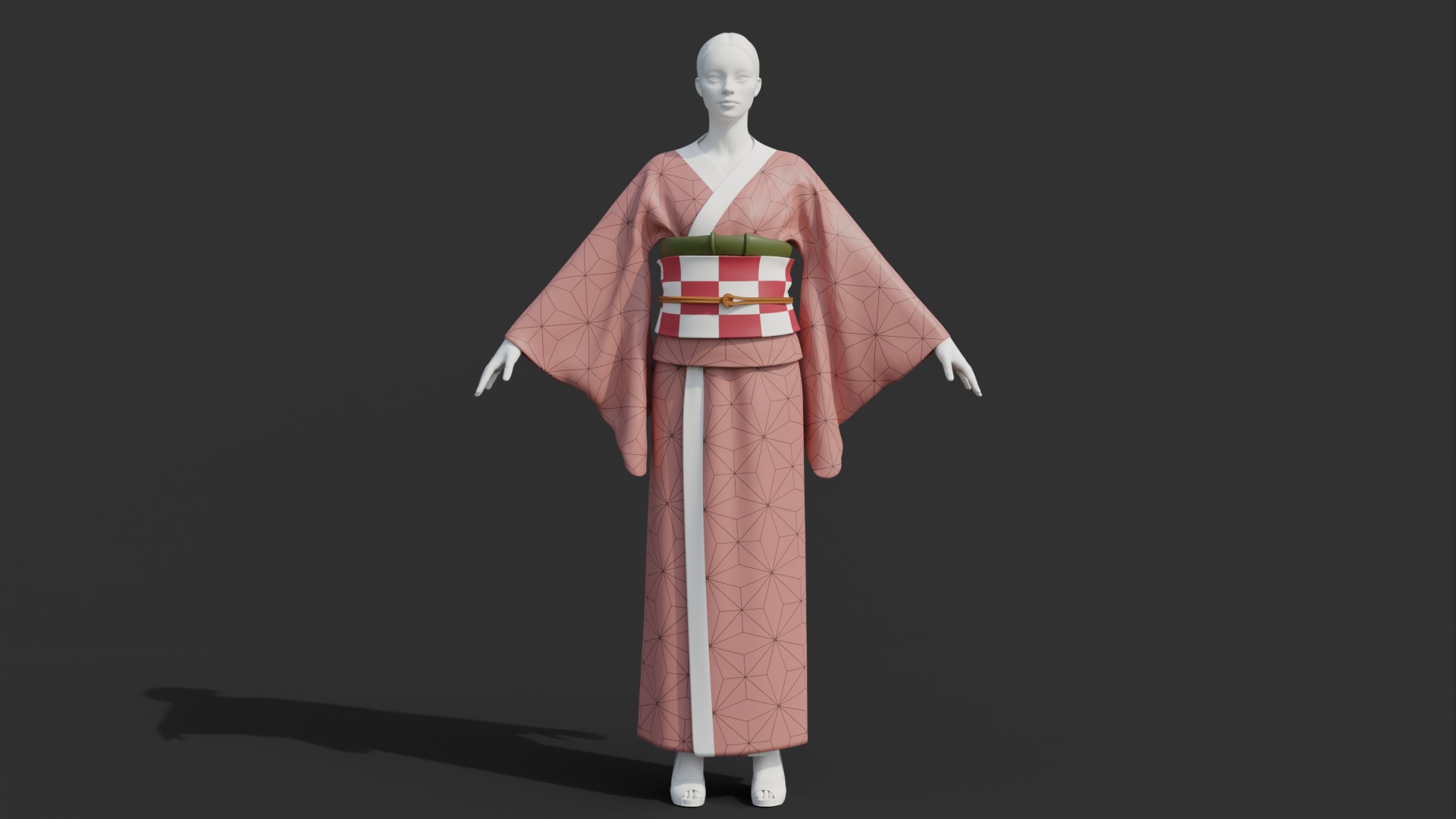 Nezuko Kamado Kimono Kimetsu No Yaiba Free Animation Low-poly 3D model_4