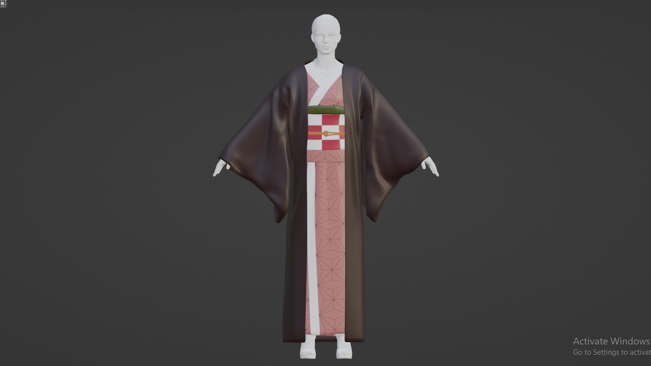 Nezuko Kamado Kimono Kimetsu No Yaiba Free Animation Low-poly 3D model_7
