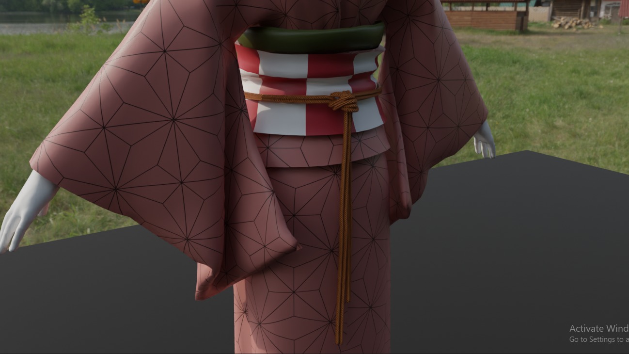 Nezuko Kamado Kimono Kimetsu No Yaiba Free Animation Low-poly 3D model_28