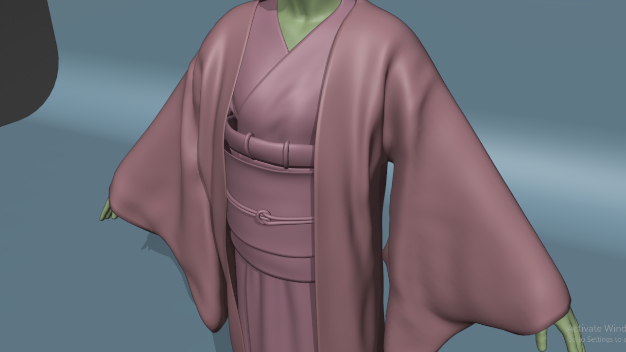 Nezuko Kamado Kimono Kimetsu No Yaiba Free Animation Low-poly 3D model_10