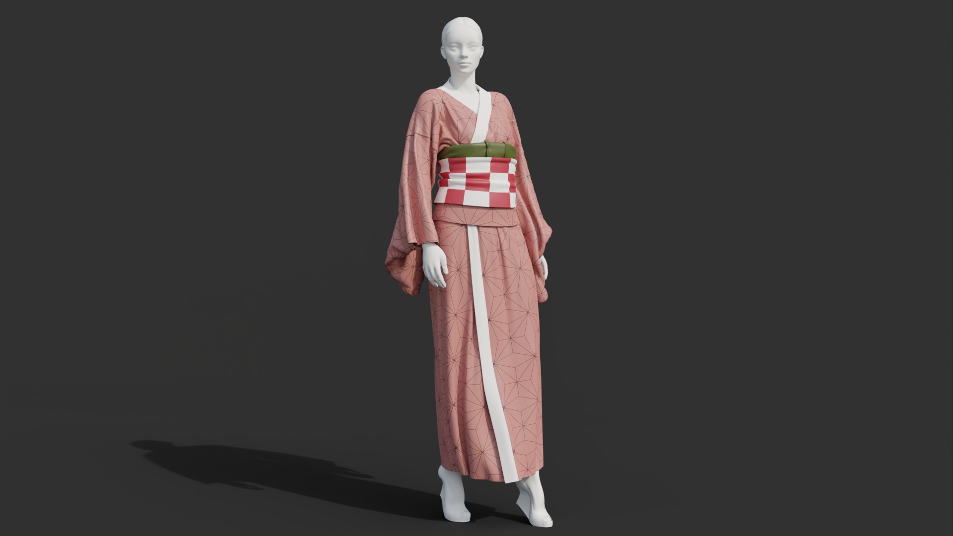 Nezuko Kamado Kimono Kimetsu No Yaiba Free Animation Low-poly 3D model_2