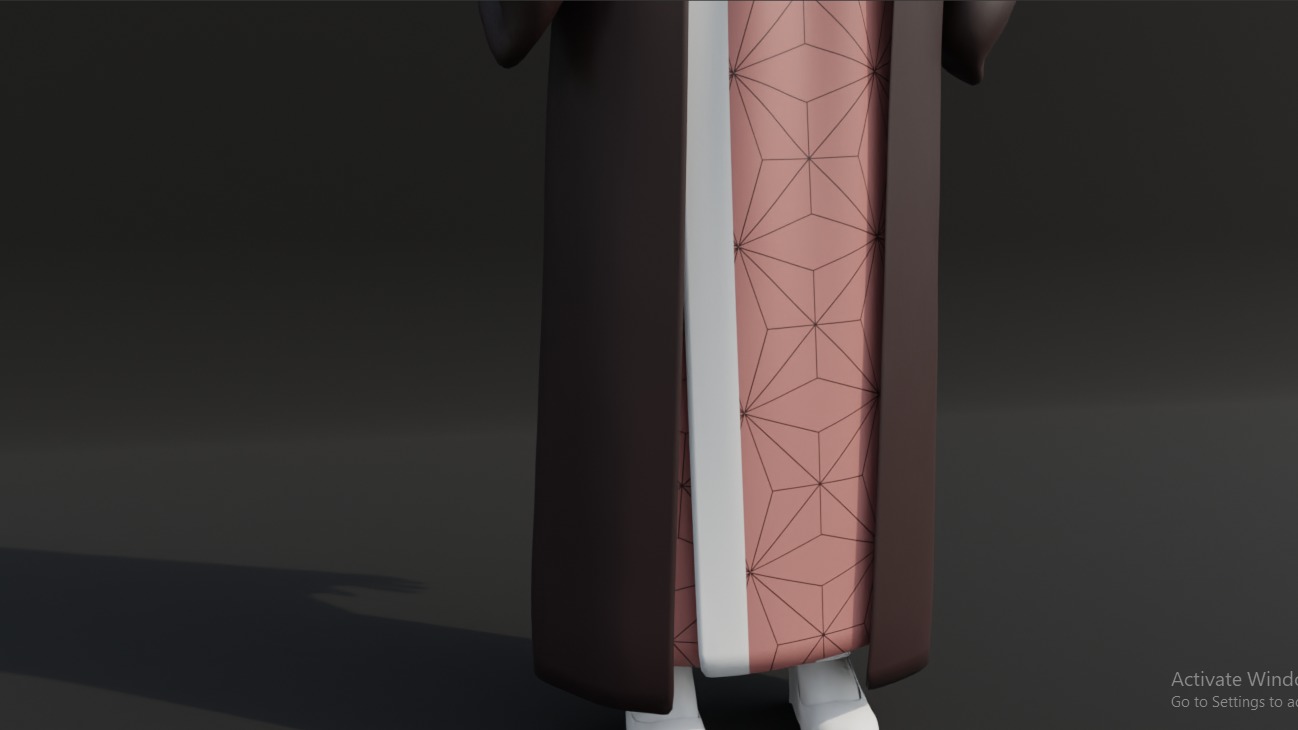 Nezuko Kamado Kimono Kimetsu No Yaiba Free Animation Low-poly 3D model_20