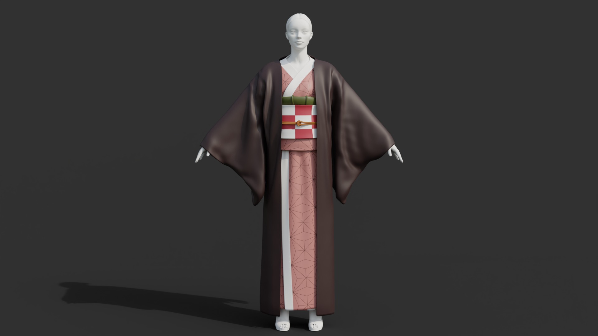 Nezuko Kamado Kimono Kimetsu No Yaiba Free Animation Low-poly 3D model_3