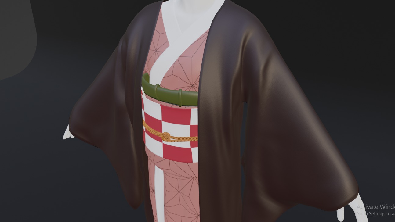 Nezuko Kamado Kimono Kimetsu No Yaiba Free Animation Low-poly 3D model_11