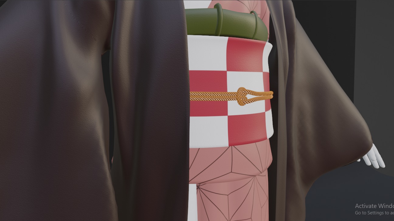 Nezuko Kamado Kimono Kimetsu No Yaiba Free Animation Low-poly 3D model_15