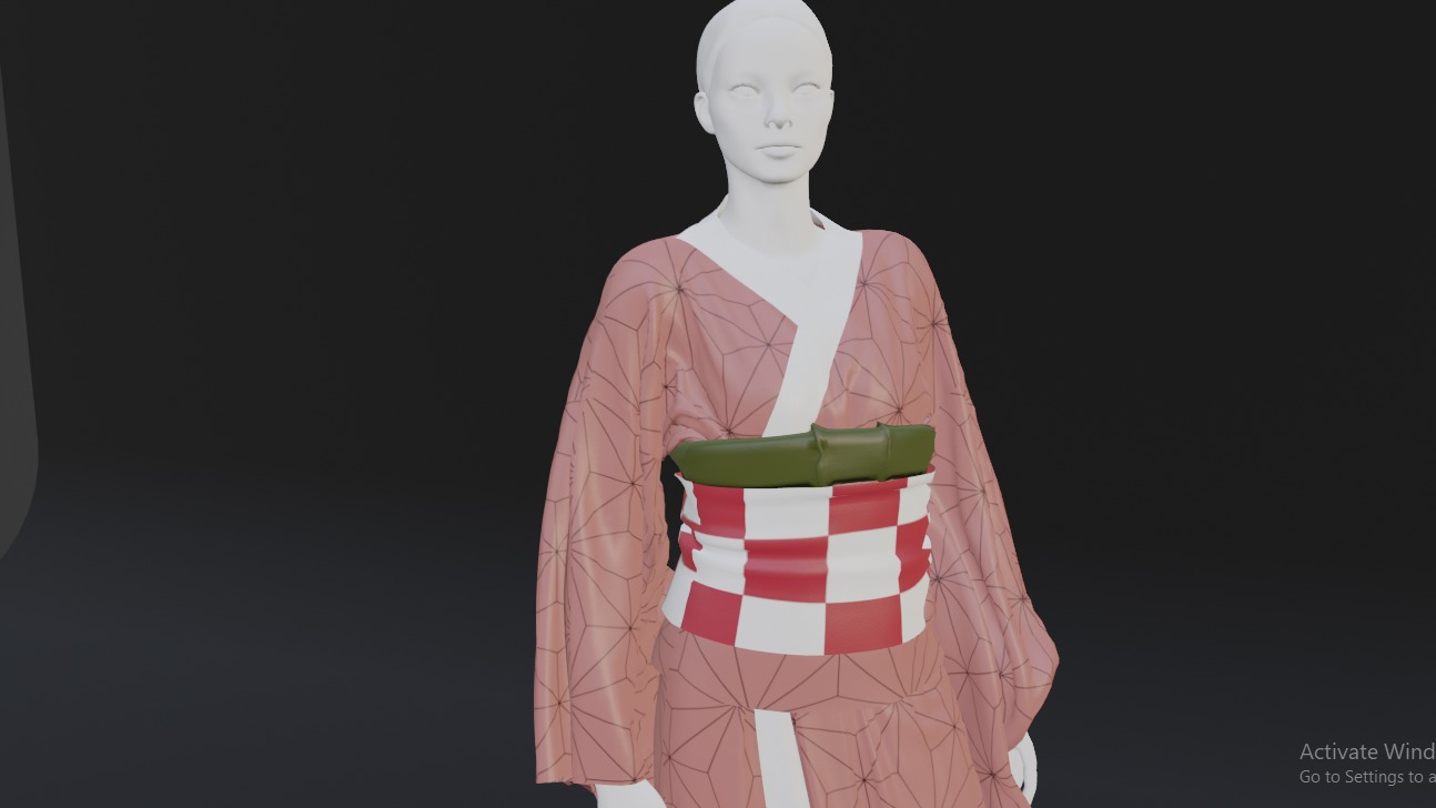 Nezuko Kamado Kimono Kimetsu No Yaiba Free Animation Low-poly 3D model_39