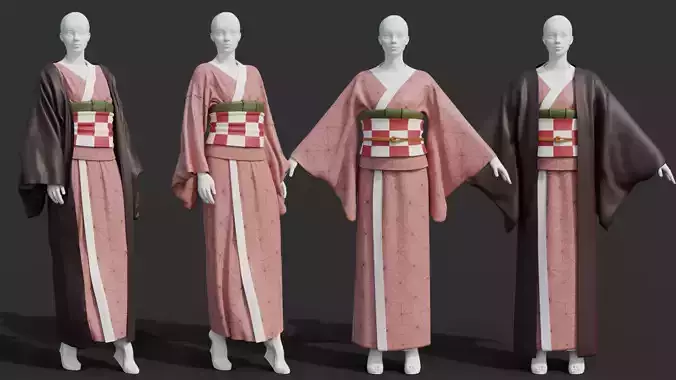 Nezuko Kamado Kimono Kimetsu No Yaiba Free Animation Low-poly 3D model