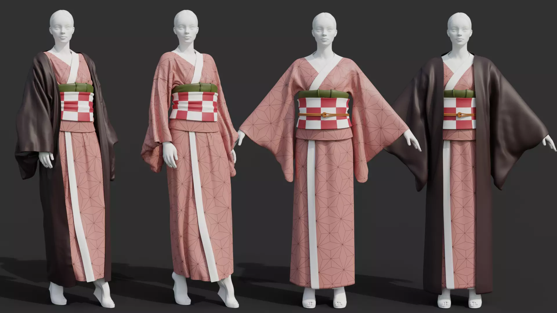 Nezuko Kamado Kimono Kimetsu No Yaiba Free Animation Low-poly 3D model_0
