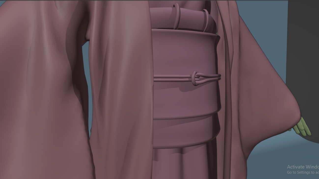 Nezuko Kamado Kimono Kimetsu No Yaiba Free Animation Low-poly 3D model_14